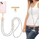 Crystal Phone Strap Crossbody Rhinestone Anti Theft Layered Strap Crossbody Gold Metal Buckles Cell Phone Neck for Women (Colour)