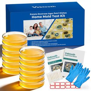 12 Packs Agar Petri Dishes Home Mold Test Kit, Science Project Kit, Mushroom Grow, Potato Dextrose Agar Plates Test HVAC System,Home Surfaces, Air Quality Includes Detailed Mold Identification Guide