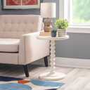 Powell Tarkin Round Off White Turned Spindle Pedestal Side Accent Table