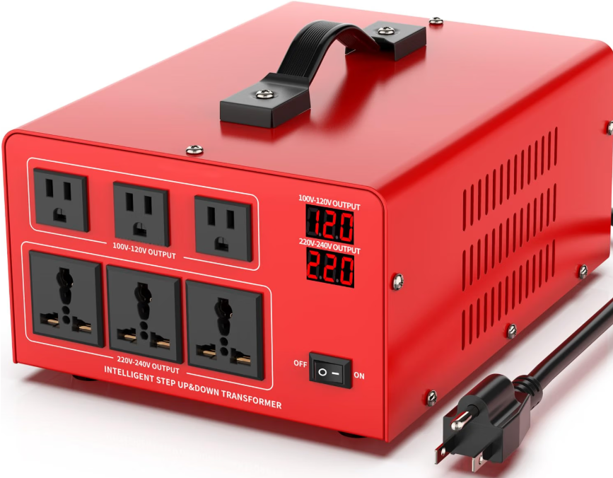 8000VA Step Up/Down Voltage Transformer Converter 110/120V to 220/240V
Auto Input Recognition,3 US & 3 Universal Outlets, LCD Display,for Home Appliances,International Travel, Workshop, Power Tool