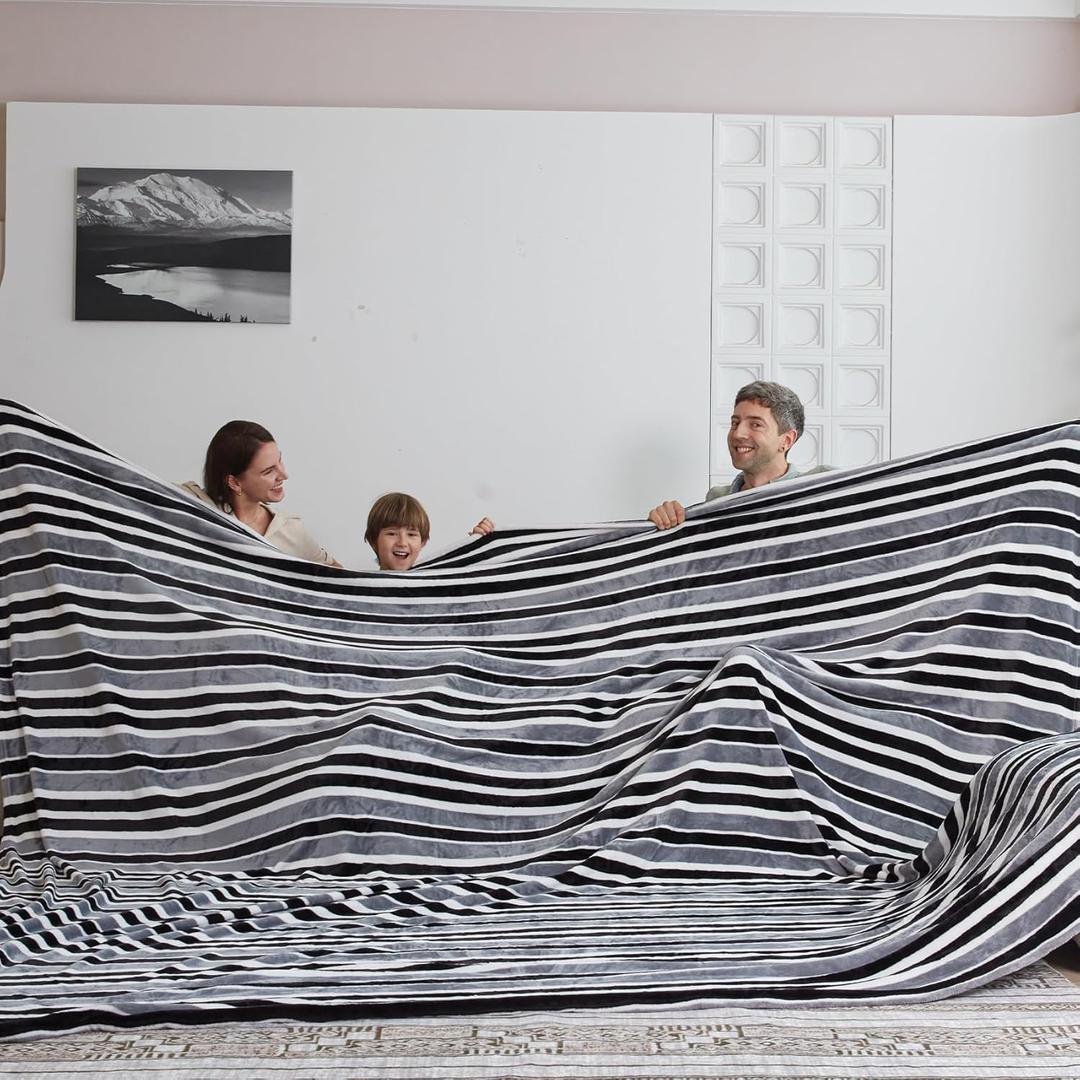 COOVA Oversized King Fleece Blanket 120x120 inches, Soft Cozy Warm Giant Extra Large 10'x10' Blanket for Bed, Sofa, Couch,Travel, Camping, California Huge Flannel Big Throw Blanket, Grey Stripes COOVA Oversized King Fleece Blanket 120x120 inches, Soft Cozy Warm Giant Extra Large 10'x10' Blanket for Bed, Sofa, Couch,Travel, Camping, California Huge Flannel Big Throw Blanket, Grey Stripes