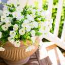 HyeFlora Artificial Flowers for Outdoors Fake Plants Outside Decoration, 12 Bundles Silk White Morning Glory UV Resistant Look Real Faux Flowers for Planter Front Door Porch Patio Yard Gardens Balcony
