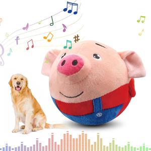 Interactive Pet Toy - 2024 New Active Moving Plush Squeaky Ball, Rechargeable Puppy Toy to Keep Them Busy, Washable Pig for Small Medium Large Dogs (Red)