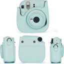 Phetium Instant mini 12 Camera Protective Case Compatible with Instax Mini 12 11,PU Leather Bag with Pocket and Adjustable Shoulder Strap (Mint Green)