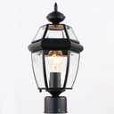 Kalium Outdoor Post Lights, 15" Lamp Post Light Fixture Waterproof Aluminum Housing with Glass, E26 Base Matte Black Lamp Posts Outdoor Lighting for Garden Patio Pathway Walkway Pole not Included