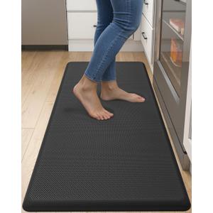 DEXI Kitchen Mat Cushioned Anti Fatigue, Extra Thick Comfort Standing Floor Mats Waterproof, Memory Foam Antifatigue Runner Rug for Desk Office, Sink, Laundry, 48x20, Black
