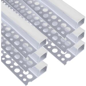 inShareplus Plaster-in LED Channel, 3.3ft/1M 6Pack LED Aluminium Channel with Milky Diffuser, Trimless Recessed Single-Sided Aluminum Profile LED Strip Diffuser for Under Cabinet and Corners of Wall