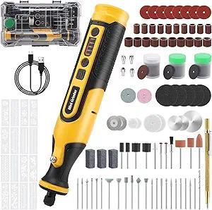 Cordless Rotary Tool Kit, 28000RPM 5-Speed Rotary Tool with 170 Accessories & Rechargeable Battery & LED Lights for DIY Crafts Sanding Polishing Engraving
