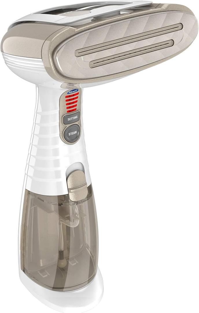Conair Handheld Garment Steamer for Clothes, Turbo ExtremeSteam 1875W, Portable Handheld Design, Strong Penetrating Steam, White / Champagne (White)