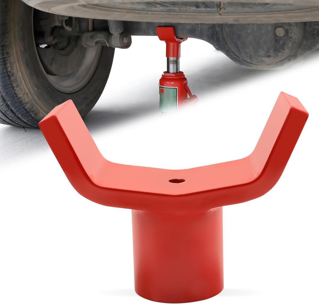 Bottle Jack Adapter for 12t Jack - Safe Steel Lifting Saddle for 3 Inch and 4 Inch Round & Square Axle Tube, Fits 1.65 Inch or Smaller Diameter Accessories (Red)