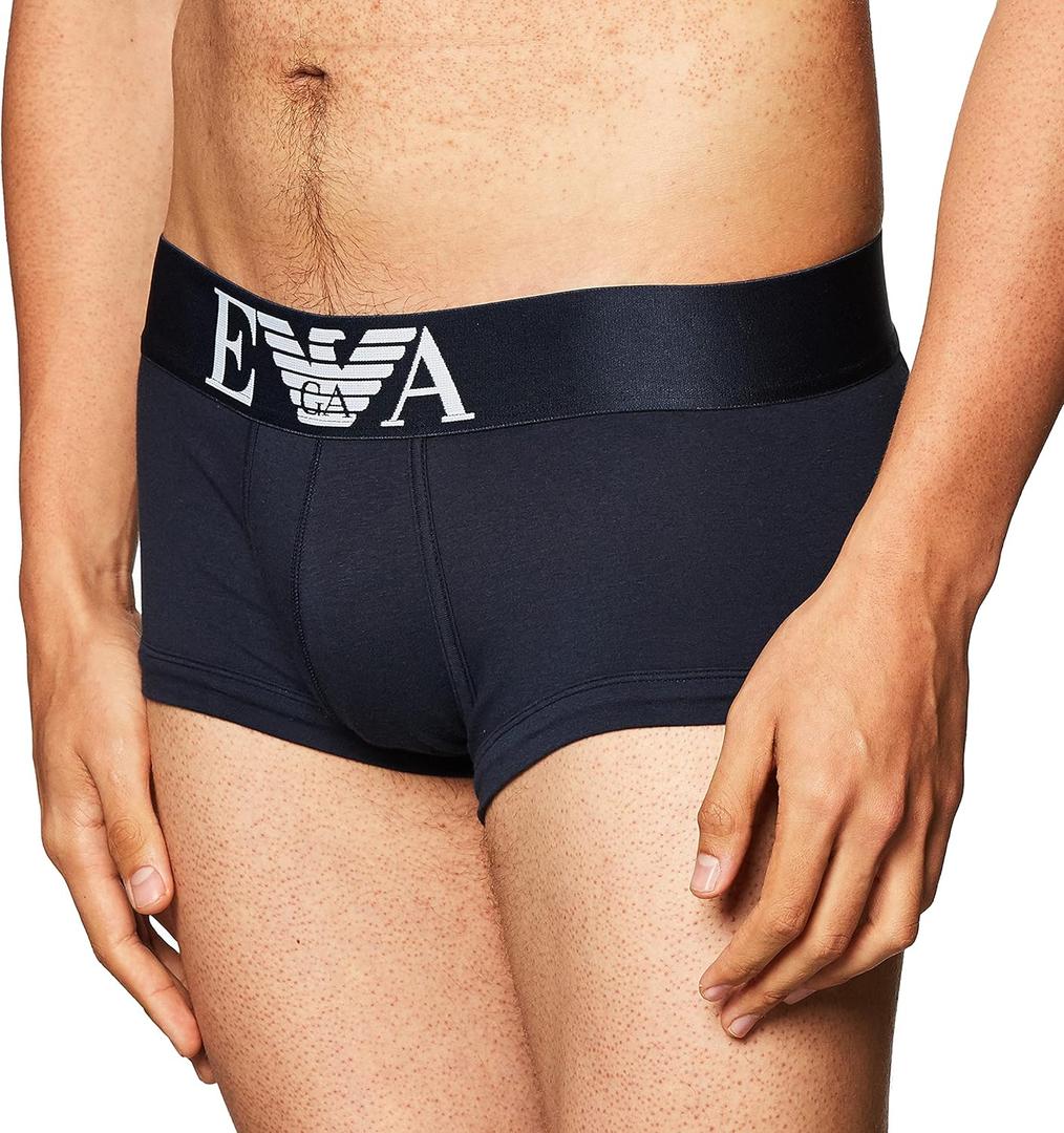 Emporio Armani Men's Cotton Stretch Trunk (Large, Marine)