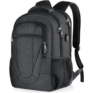 BIKROD Travel Laptop Backpack, 17 Inch Extra Large School Backpacks for Teen Boys and Girls, Black Water Resistant Women Back Pack, Business Men Sturdy Computer Bag with USB Charging Port, Gifts