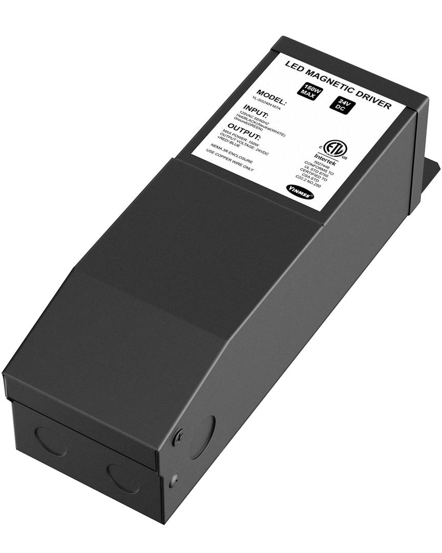 LED Driver 24V 150W Magnetic Dimmable LED Transformer,Magnetic Power Supply 120VAC to 24VDC,Compatible with Lutron and Leviton Dimmers, for LED Strip Lights, Kitchen, Cabinet, ETL Listed