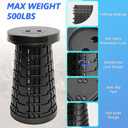 Upgraded Collapsible Stool with Table Top, Portable Telescopic Seat, Folding Stool for Camping Gardening Fishing Hiking BBQ, Tabletop Diameter 19.7 inches