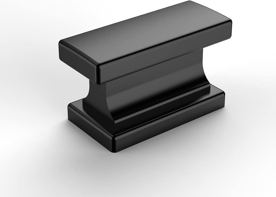 Amerdeco 10 Pack Matte Black Cabinet Knobs 1.46 Inch(37mm) Single Hole Cabinet Handles Rectangle Dresser Knobs Drawer Knobs and Pulls for Bathroom Cabinets