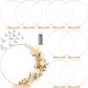 10 Pack Floral Hoop with Stand and 38-Yard Paddle Wire 18 Inch Metal Rings for DIY Centerpiece Table Decorations Crafts Macrame Rings Hoop Dream Catcher Rings Wedding Christmas Wreaths, Silver