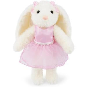 Rabbit Stuffed Animal Plush Toy Pink Tutu Dress Pearl Skirt Easter Basket Stuffers Gifts for Girls Daughter Niece Dance Recital Ballet Class Princess Fairy Pretend Play Doll 13.4 Inch 4.7 oz