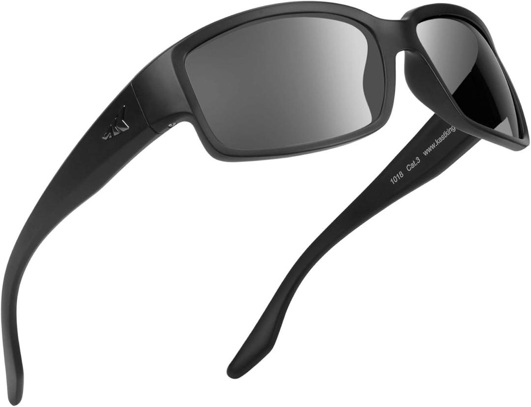 KastKing Skidaway Polarized Sport Sunglasses for Men and Women,Ideal for Driving Fishing Cycling and Running,UV Protection (Color: Frame: Matte Black / Lens: Smoke)