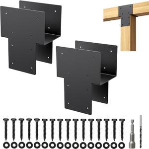 6"x 6" Post Cap Tie Rod Brackets,TROPTOLKY Heavy Duty Wood Beam Tie Rod Brackets, for Supporting Outdoor Pergolas, Gazebos, Decks and Porches,2 Pcs