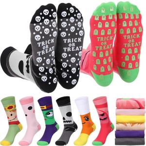 6 Pair Christmas Pilates Socks Novelty Socks Non-Slip Grippy Yoga Supplies for Merry Christmas Dance Workout