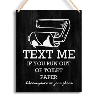 Funny Toilet Wooden Hanging Sign - Humorous Bathroom Wall Decor - Simple Wall Art for Farmhouse Toilet Restroom Washroom, 8x10 Inches -B03