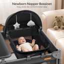 ANGELBLISS Baby Bassinet Bedside Crib, 5-in-1 One-Push Instant Fold Pack and Play with Changing Table, Napper Bassinet, Mattress & Mosquito Net, Portable Playard for Newborns to Toddlers