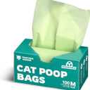 Panther Armor Compostable Cat Litter Bags for Poop - 100x Unscented Pet Waste, 13x9in Leak Proof Kitty Litter Disposal - Odor Proof, Easy Open Dispenser Box of Cat Poop