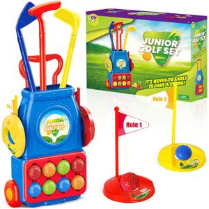 TOY Life Kids Golf Clubs 3-5 Toddler Boys Golf Set Baby & Toddler Plastic Golf Clubs 3-5 Mini Golf Set for Kids Golf Cart Toys Sport Golf Game for Boys Girls for 3 4 5 6 7 8 Years Old