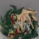 Hotop 8 Set Mini Wreaths for Kitchen Cabinet 12 Inch Small Christmas Wreath with Burlap Ribbon Red Berry and Eucalyptus Leaves for Xmas Window Front Door Fireplace Chair Farmhouse Hanging Decor