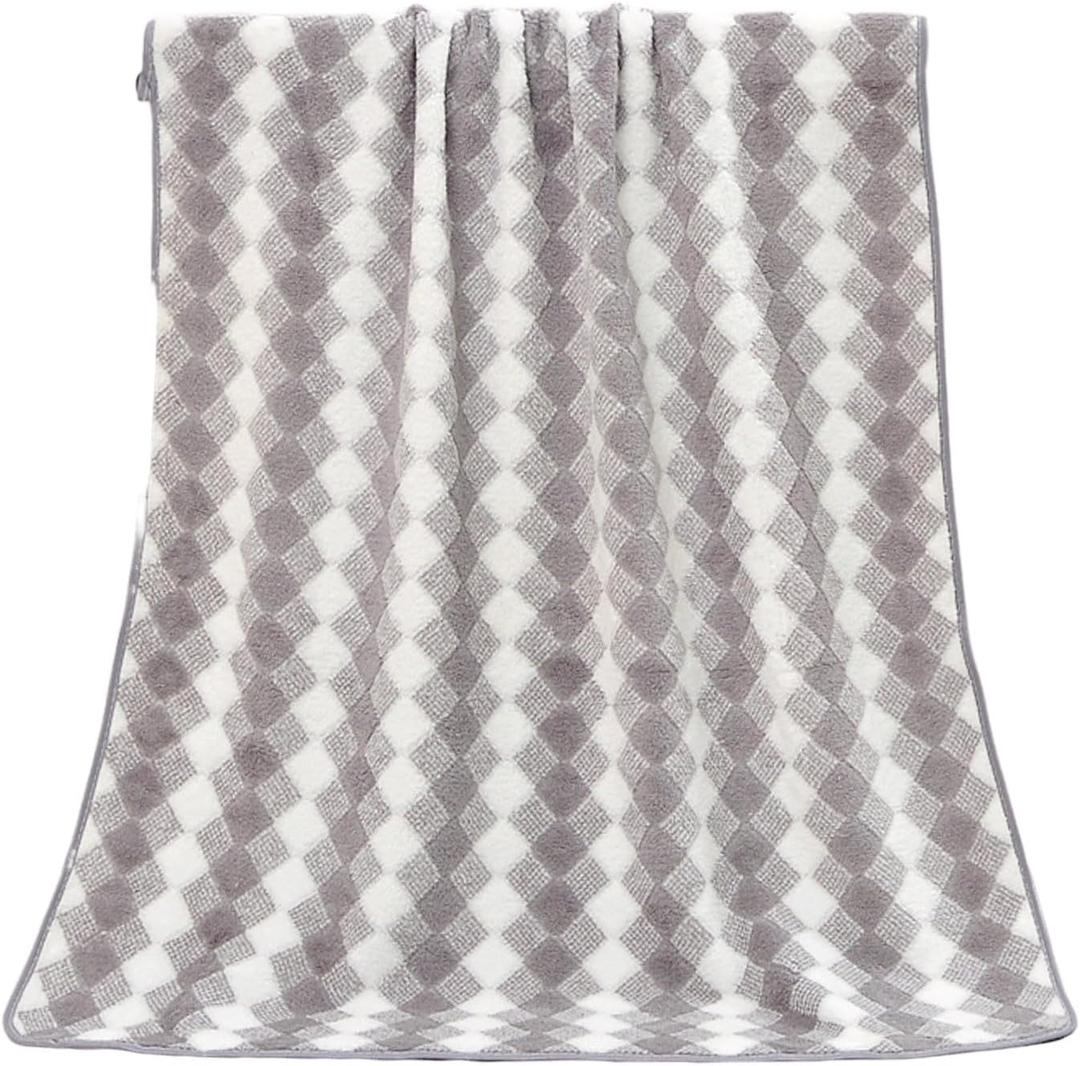 Generic Soft and Absorbent Coral Fleece Towel Set,European-Style Simple Bath Towel,Ladies Bath Towel Wrap,Multipurpose Bathroom Towels, 70x140CM, Grey