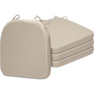 SQUARE MOON Chair Cushions for Dining Chairs, High Resilience Foam Dining Room Chair Pads, Kitchen Seat Cushions with Ties, Machine Washable (Beige, 17" x 16" x 2", 4/Pack)