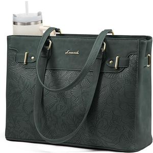 LOVEVOOK Laptop Tote Bag for Women Work, Teacher Tote Bag with Large Cup Holder, 15.6 Inch Waterproof Leather Computer Bag