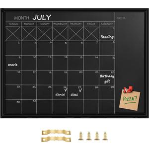 TORASO Calendar Chalkboard, 17.7 x 23.6 inches, Magnetic Surface Black Frame Chalk Board for Planning,School Timetable Memo, Hanging Board for Office, School and Home(YLHB-BK-4560)