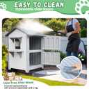 Plastic Outdoor Cat House with Escape Door, Waterproof 2 Story Outdoor Houses for Feral Cats Outside Cat Shelter, Spacious, Clean and Assemble Easily