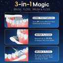 Electric Toothbrush with Water Flosser Combo in One, Professional Flossing Toothbrush for Teeth Cleaning and Flossing, Plaque Removal, Rechargeable,5 Brush Modes & 3 Flossing Speeds,500ML,White