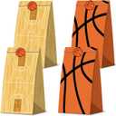KERINGO 30 Pack Basketball Party Decorations Basketball Gift Bags Paper Treat Snacks Bags Basketball Print Goodie Bags with Stickers for Sports Theme Party Decorations
