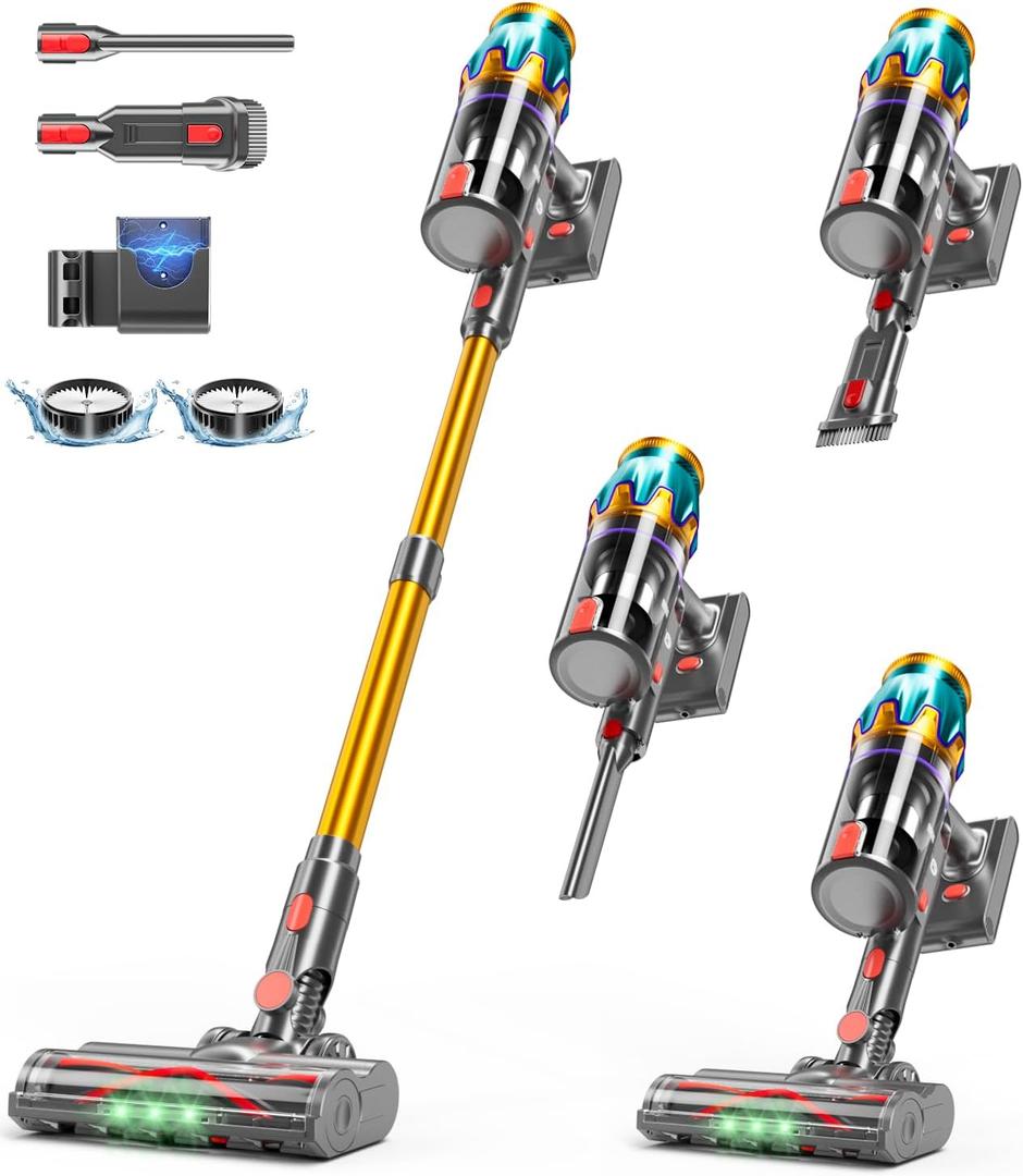 KARDV Cordless Vacuum Cleaner, 580W 48KPA 70Mins Vacuum Cleaners for Home, Cordless Stick Vacuum with Touch Screen, Anti-Tangle & Wall Mount Charge, Wireless Vacum for Home/Pet Hair/Carpets/Floors