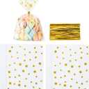 Aegero 120 Pack Star Printed 5"X 7" Gift Wrap Cello Cellophane Treat Bags,Gift Candy Goodies Bags with 140 Pcs Twists for Valentine,Birthday,Bakery,Wedding,Gift Cookie Snack Packing,Party Favor Supplies(Gold )