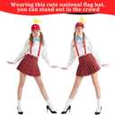 2 x 10 Pcs Halloween Costume Set 2 Red Silly Hat with Flag 2 Adjustable Elastic Y Back Suspenders 2 Blue Bow Tie 2 Pair White Stocking Set for Women Men Halloween Cosplay