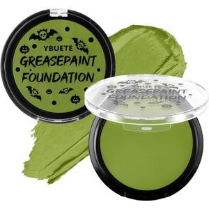 Ogre Green Foundation Oil Based Face Paint, Professional Green Greasepaint for St. Patrick's Day, Halloween Face Painting for Witch Shrek Hulk Goblin Monster for Adult Carnival & Costume Party