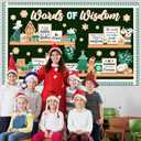 Christmas Bookshelf Bulletin Board Set Words of Wisdom Classroom Decorations Inspirational Christmas Gingerbread Man Paper Cutouts for Xmas Winter Holiday School Classroom Decor