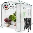 EAGLE PEAK 8x6 Portable Walk-in Greenhouse, Pop-up Indoor Outdoor Garden Green House, Zippered Doors and Windows, PE Cover, White