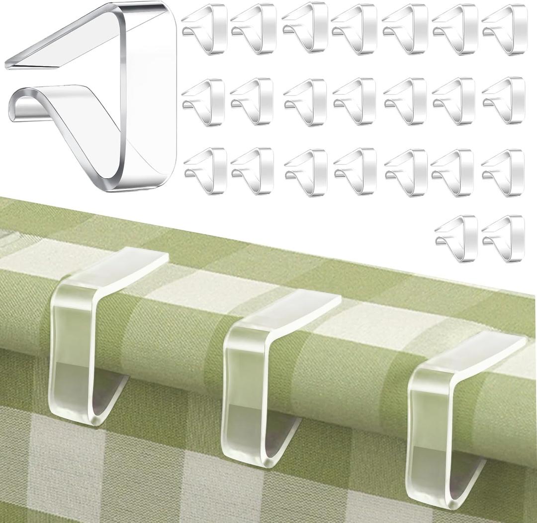 24 Pcs Clear Table Cloth Holder Clips for Thin Folding Tables, Plastic Tablecloth Clips for Outdoor Tables, Picnic Table Cover Clamps for Wedding Party Camping Christmas Birthday S