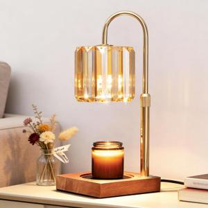 Yuichoy Candle Warmer Lamp with Timer, Dimmable Electric Candles Wamer Adjustable Height, Gifts for Women Mom, Glass Modern Candle Melter Lamp, Amber