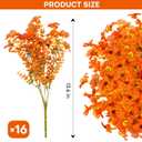 16 Bundles Artificial Mums for Outdoors Garden Home Decoration Fake Mums Decoration UV Resistant Fake Mums Silk Faux Flower Plastic Plants for Outside No Fade Fall Decor for Front Porch Pot Decor