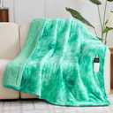 greenoak Heated Electric Blanket Throw, Faux Fur Sherpa Heating Blanket for Sofa Bed, Warm Winter Gifts for Women/Her, Heater Lap Blankets 5-Position Timer &10 Heating Levels 62''*84" Aqua
