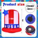 Gejoy 4ft 250th Anniversary Inflatables Hat with Lighted 4th of July Parade Golf Cart Decoration Patriotic Independence Day Spangled and Star Hat Top Blow up Car Roof Decor Outdoor Garden Yard(USA)