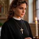 Bozidol Mantilla Veils Catholic Mass: Round Camellia Cross Church Veil, Chapel First Communication Veil for Girls Religious