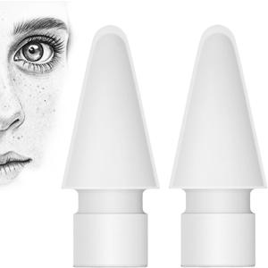 NXVX Silicone Apple Pencil Replacement Tips, 2 Pack  Quiet, Paper-Like Nibs for Smooth Drawing & Writing, Noise-Reducing Pen Tips for iPad Pro, Compatible with Apple Pencil 1st & 2nd Gen