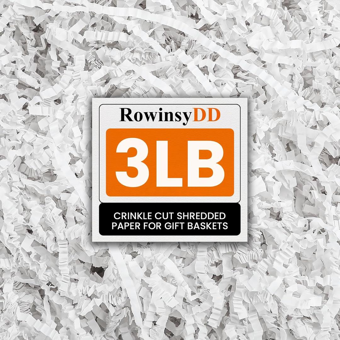 RowinsyDD 3LB White Crinkle Paper Filler, Cut Shredded Paper for Gift Baskets Packaging Wrapping Cushion Stuffing Box Confetti Filler for Easter Christmas Wedding Birthday Bridesmaid